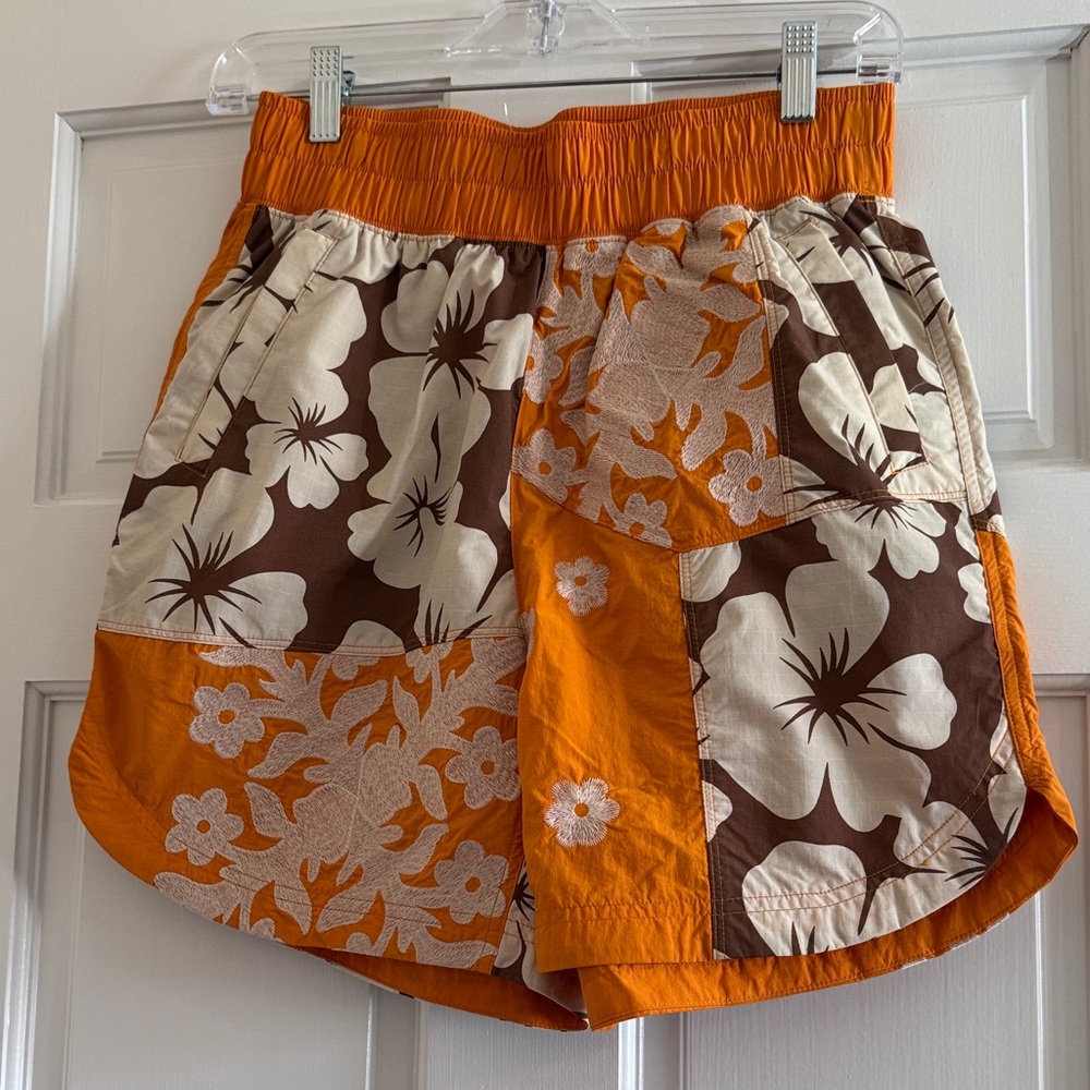 Free People Movement Prime Time Floral Embroidered Patchwork Shorts